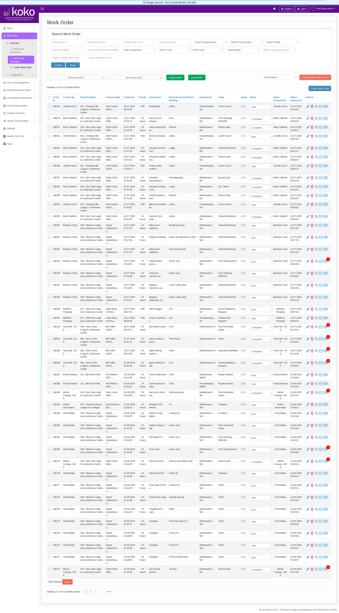 Work Order Summary – English of the KOKO CMMS Work Order page mockup